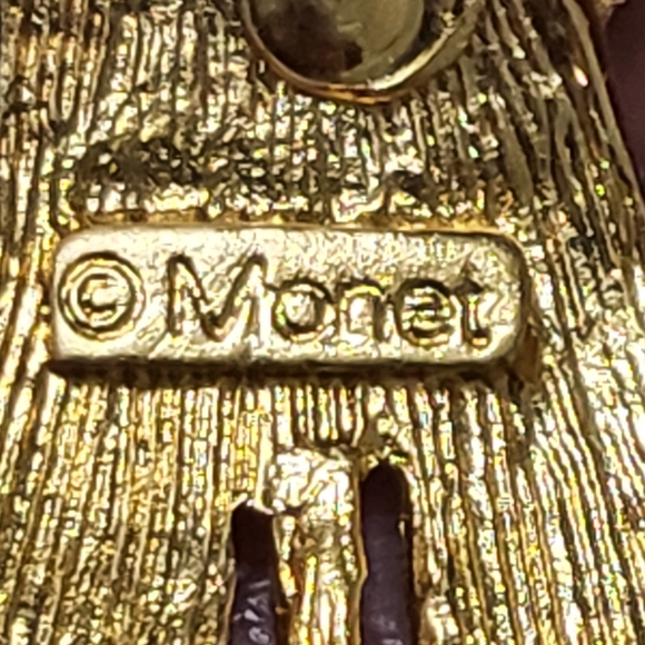 Vtg Monet Cordelia Flower Sunburst Brooch, signed - Picture 4 of 5